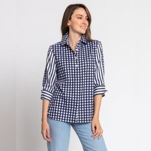 HINSON WU Zoey Shirt in Navy/White